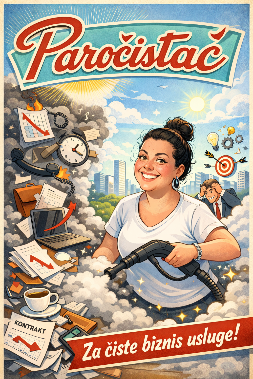 Paročistač ilustracija: paročistačem čistimo biznis haos